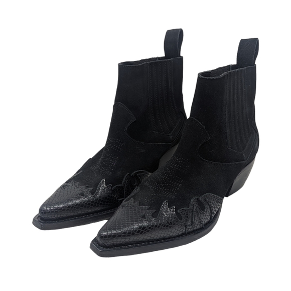 Zadig & Voltaire Black Textured Ankle Booties - Picture 1 of 5